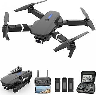 Drone with Dual Camera for Adults, Foldable RC Quadcopter for Beginners, Toys Drone, 1080P FPV Video, 3 Batteries, Carrying Case, One Key Start, Headless Mode, Waypoints fly, 360 Flips