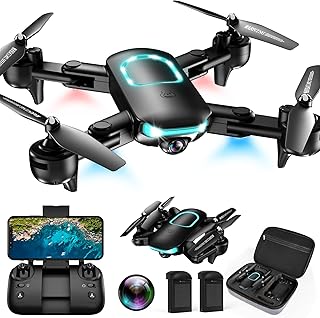 Drone with 1080P Camera for Beginners, 2025 ?????? Foldable Drone with Upgrade Altitude Hold, Gestures Selfie, Waypoint Fly, Headless Mode, 3D Flip, One Key Start, 3 Speed Mode, Circle Fly, 2 Batteries
