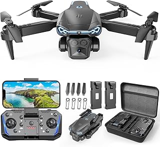 Drone with Camera 1080P HD, FPV Foldable Drone for Adults Kids, One-Key Take Off/ Landing, 3D Flips, Altitude Hold, Speed Adjustment, Headless Mode, 2 Batteries, Toys Gifts for Boys Girls, Beginner