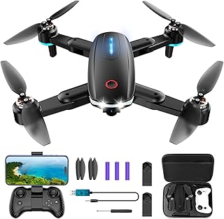 Drone with Camera, Mini Drone for Kids with 1080P HD FPV Camera, Brushless Motor, One Key Take Off/Land, Altitude Hold, 360Flip, Waypoint Fly, Gestures Selfie, 3 Speed, 2 Battery, Toys for Beginners
