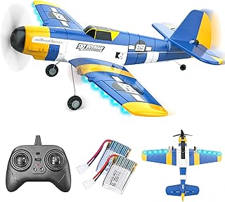 BEZGAR HQ089 RC Plane, Drones for Kids, 6-axis Gyro Remote Control Airplane, RC Helicopter, Easy Control for Beginners Toys with Colorful LED Navigation Lights