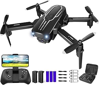 Mini Drone with Camera for Adults Youth - 1080P HD FPV Camera Drones with 90 Adjustable Lens, Gestures Selfie, One Key Start, 360 Flips, Toys Gifts RC Quadcopter for Boys Girls with 2 Batteries